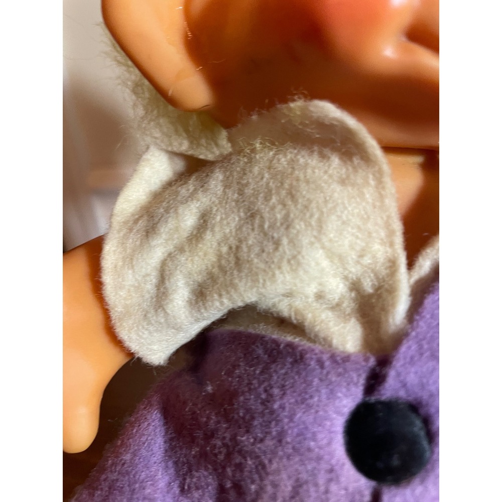 Vintage Troll Doll Yellow Hair Green Eyes Purple Overalls Collectible coin bank - Picture 8 of 10